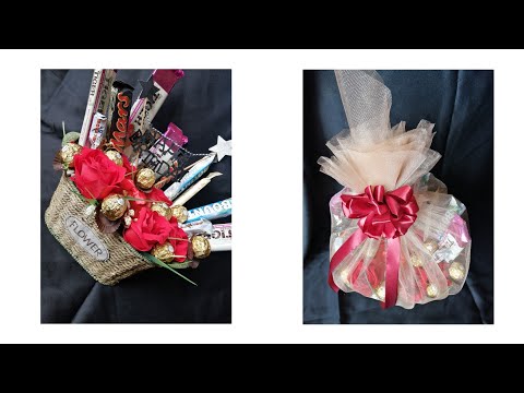 DIY Chocolate Flower Basket/How to make Chocolate Gift Bouquet/Suprise Chocolate Flower Ring Basket