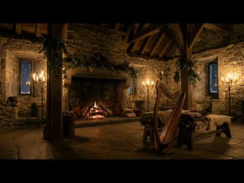 Medieval Christmas in a Scottish Castle ❄️ | 1.2 hr Ancient Clàrsach Harp & Great Hall Hearth