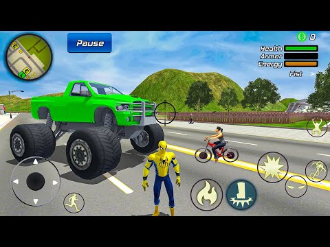 Spider Rope Hero Gangster Crime - Monster Truck in Open City - Android Gameplay
