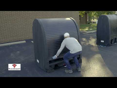 4-Drum Spill Containment Shed, Black Recycled Resin - Plastic Spill Shed for Lockable Containment 4-Drum Spill C...