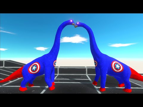 CAPTAIN AMERICA vs CAPTAIN AMERICA BRACHIOSAURUS DEATH RUN - Animal Revolt Battle Simulator