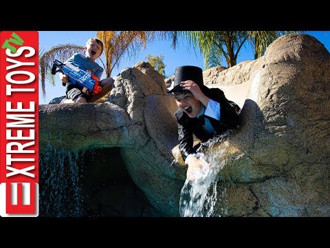 Sneak Attack Squad Nerf Rival Pool Battle! Fancy Ethan Vs. Cole in a Mansion!