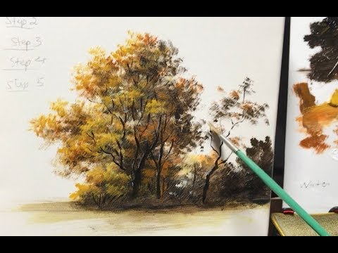 How To Paint An Autumn Tree with Fan Brush