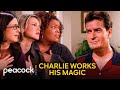 Two And A Half Men Charlie Schmoozes Jake S Mom S Friends