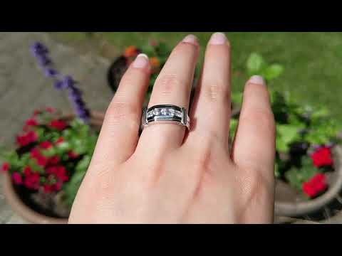 1 Ct. Five Stone Men's Ring with Ribbed Shank Design - TwoBirch TB-GR-0095-WG-L