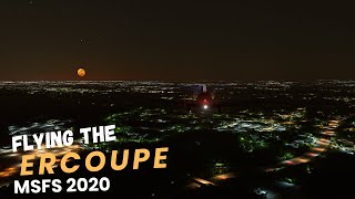 MSFS 2020 Night Landing KBWI Baltimore 1946 ERCO Ercoupe 415C with a Harvest Moon using ChasePlane