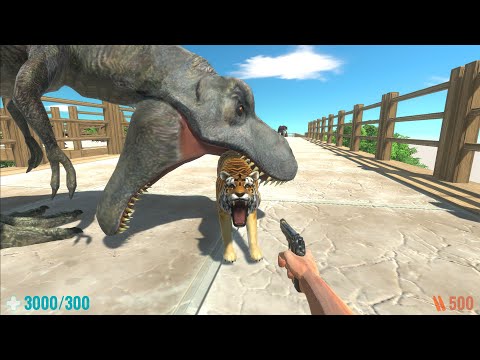 Hero Death runner with a friend like a T-Rex vs every unit - Animal Revolt Battle Simulator