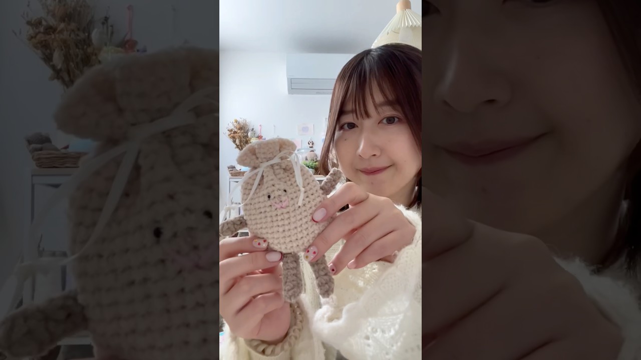 🎧イヤホンケースに「きんちゃくマン🍢」編みました🧶 #shorts