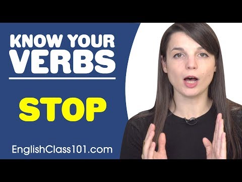Part of a video titled STOP - Basic Verbs - Learn English Grammar - YouTube