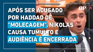 Após ser acusado por Haddad de "molecagem", Nikolas Ferreira causa tumulto e audiência é encerrada