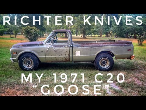 Thumbnail for Richter Knives Episode #71 (BEHIND THE SCENES) MY 1971 CHEVROLET C20 PICKUP TRUCK, “GOOSE.” by Chevrolet, Pickup truck, Pick-up truck, Car, Truck