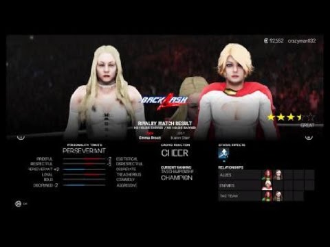 WWE 2K19 - Emma Frost VS Karen Starr + No Hold Barred Rivalry Match