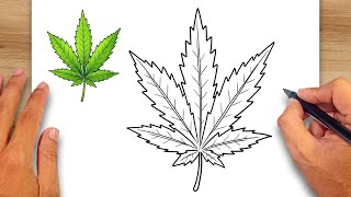 How to draw Pot Leaf - Easy Drawing for Kids & Beginners
