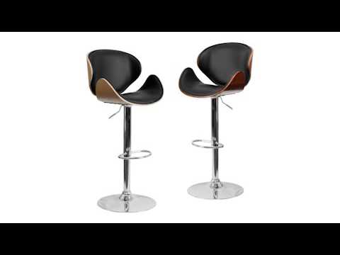 Banco Moderno Curvo Hidráulico Madera Cafetería Barra Cocina - $ 3,249.