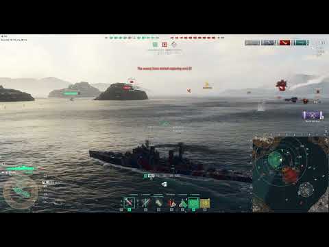 World of Warships Edgar sipping planes in attack mode AA Build.