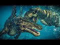 T Rex Vs Spinosaurus Underwater Battle Jurassic World Rebirth