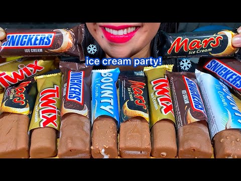 ASMR ICE CREAM PARTY! TWIX, SNICKERS, MARS, BOUNTY MUKBANG MASSIVE Eating Sounds