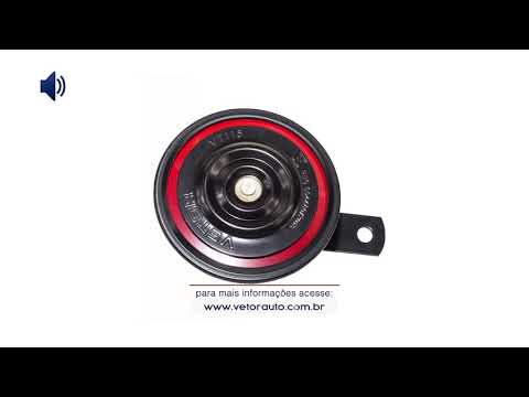 OUÇA O SOM DA BUZINA VT115 - BUZINA TIPO BI-BI PEQUENA 92MM 12V VETOR