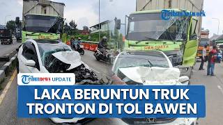 Laka Beruntun Truk Tronton Tabrak 3 Kendaraan di Exit Tol Bawen Dipicu Rem Blong, Sopir Terluka