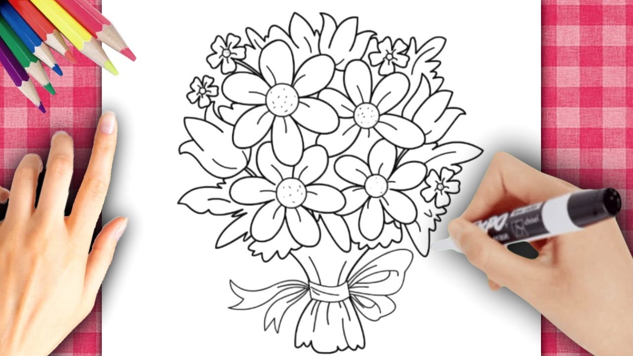 COMMENT DESSINER UN BOUQUET DE ROSES