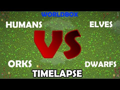 WorldBox Humans vs Orks vs Elves vs Dwarfs Timelapse