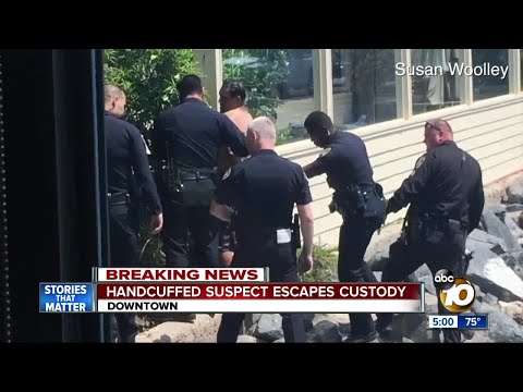 Handcuffed suspect escapes custody downtown
