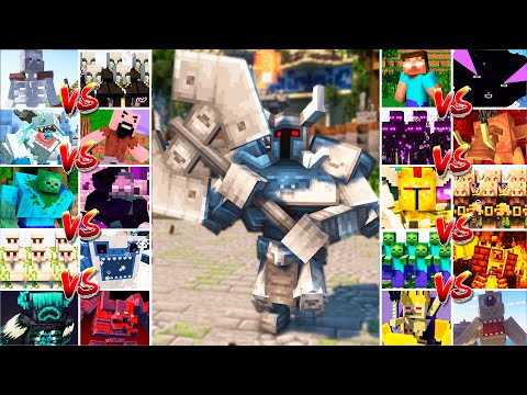 FERROUS WROUGHTNAUT vs ALL MINECRAFT BOOSES and VANILA MOBS ARMY TURNOMENT | Minecraft Mob Battle
