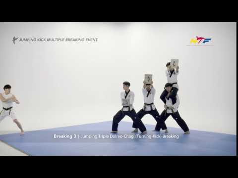 Jumping Triple (Dolreo Chagi) Turning Kick Breaking
