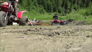 Quad stuck in the mud / Quick sand.   Artic cat  dvx 400