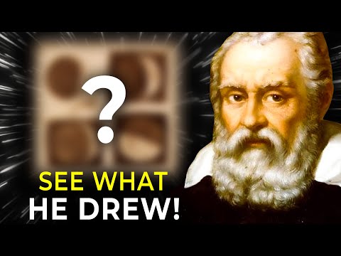 Galileo Galilei's first drawings of the moon after seeing it through the telescope in 1609