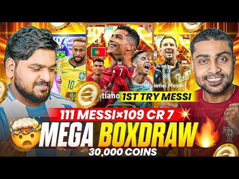 1st Try Messi🤯 In 111 Messi+CR7 Big Time Mega Boxdraw | 30,000 Coins🤑| Living Legends Pack Opening
