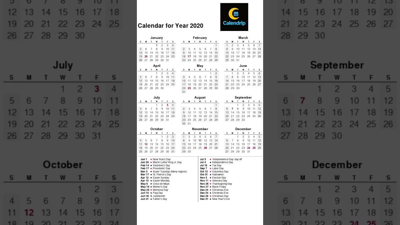 Calendar 2020 #monthsoftheyear #2020