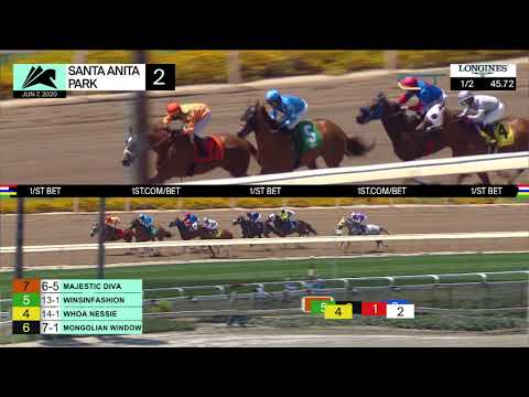 Majestic Diva wins Race 2 on Sunday June 7, 2020 at Santa Anita Park.