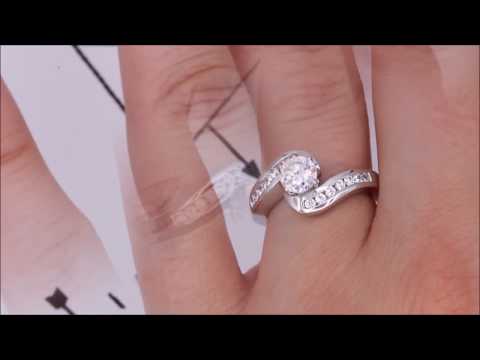 Moissanite and a Channel Set Diamond Engagement Ring Moissanite Center - Gloria