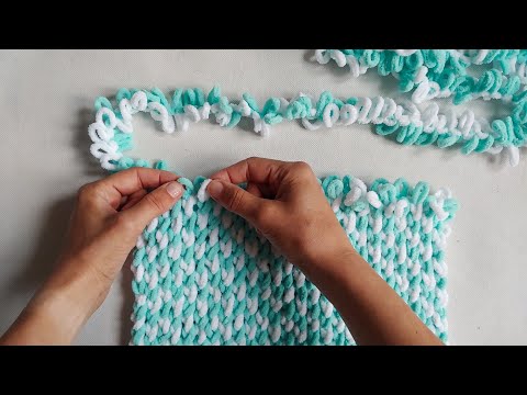 Puffy Alize More włóczka zaplatana paplatana palcami. Dwustronny wzór.