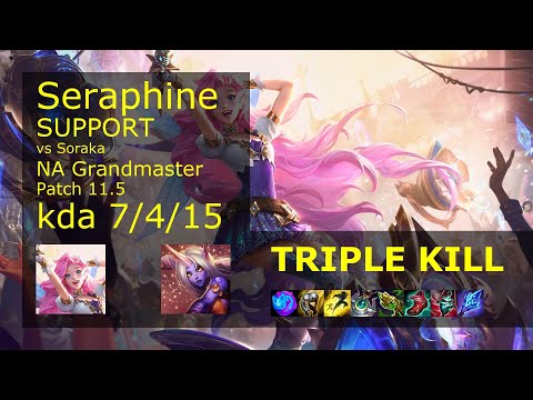 Seraphine Support vs Soraka - NA Grandmaster 7/4/15 Patch 11.5 Gameplay