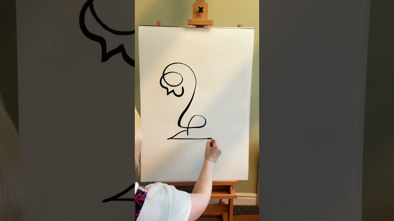 Painting an abstract portrait of a woman’s face in one single line #shorts