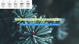 Blue Christmas by Willie Nelson play along with scrolling guitar chords and lyrics