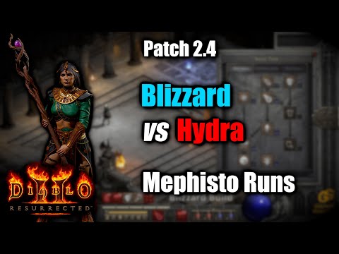 Blizzard vs Hydra Mephisto Runs Comparison with Budget Gear - Patch 2.4 Diablo 2 Resurrected