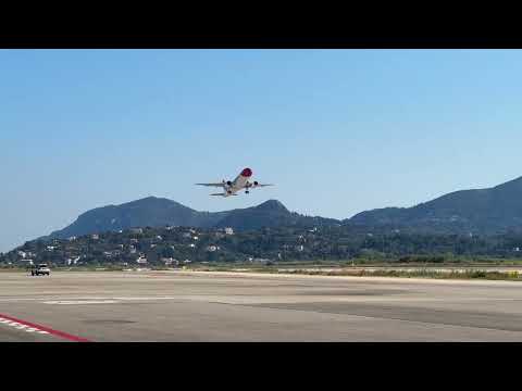 Edelweiss Airbus A320 HB-JLS Taxi & Takeoff Runway 34 Corfu Airport - CFU - LGKR