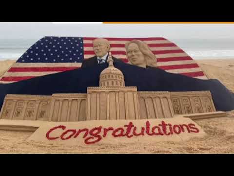 Indian sand artist sends good wishes to Biden and Harris