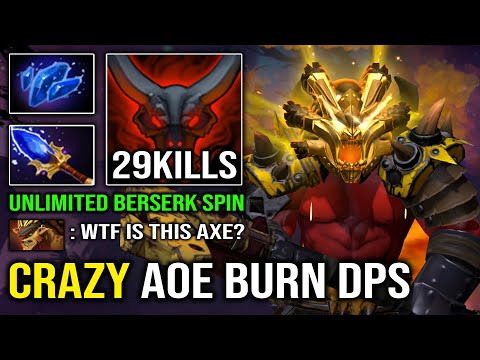 BRUTAL AoE Burn DPS 100% Full Aghanim Axe Super Carry Offlane with Nonstop Berserk Spin Dota 2