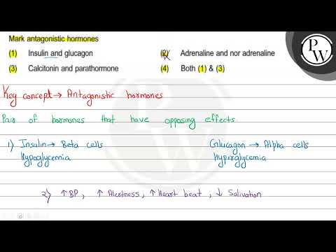 Mark antagonistic hormones (1) Insulin and glucagon (2) Adrenaline ...