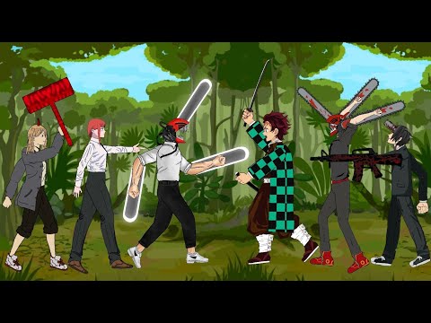Denji, Chainsaw Man, Makima, Power VS Demon Slayer, Black Denji, Aki Gun - Drawing Cartoon 2
