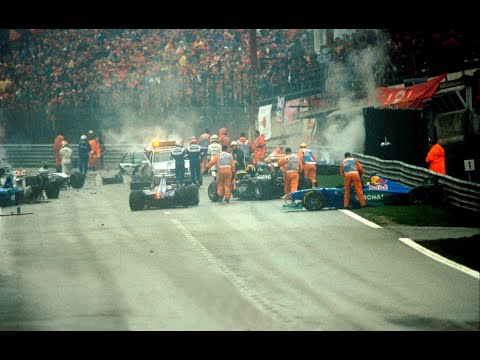 F1 1998 TF1 Grand Prix De Belgique (Hakkinen-Schumacher) Big Crash race start (reupload)