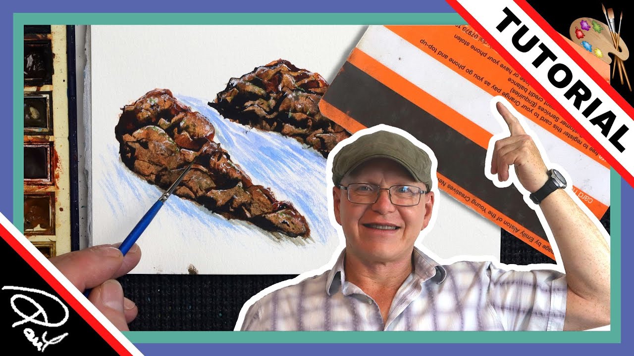 Realistic WATERCOLOR ROCKS (Using a Credit Card!)