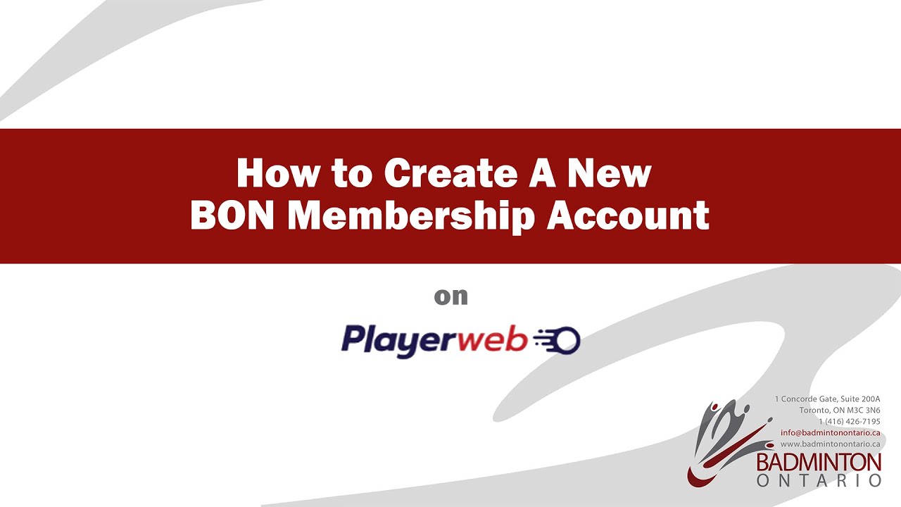 How To Create A New BON Membership Account on PlayerWeb