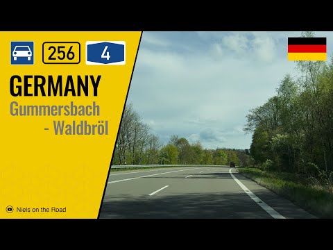 Driving in Germany: Bundesstraße B256 & Autobahn A4 from Gummersbach to Waldbröl