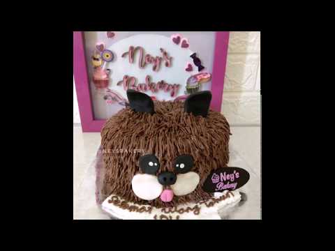 Dekorasi cake buttercream model anjing lucuu Ala Neila