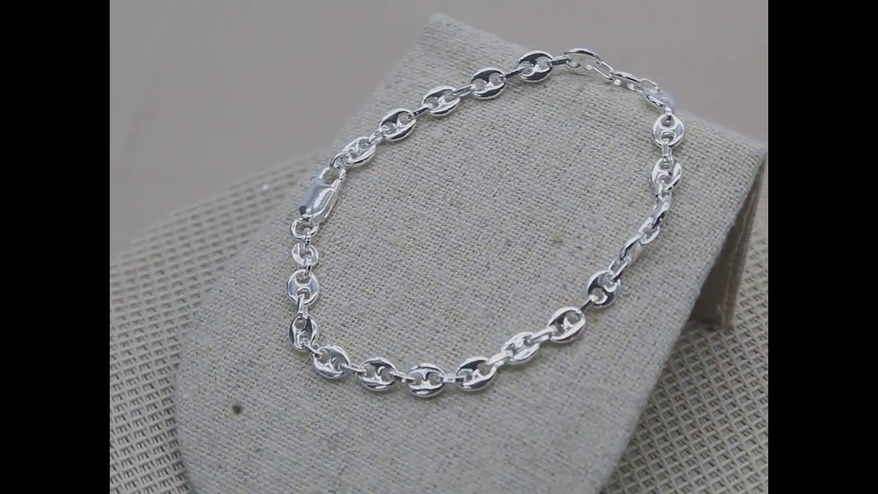 Bracelet Grain de Café, Bracelet Argent 925, Bracelet Grosse Maille